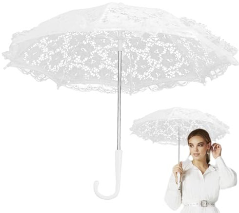 Parapluie de mariage blanc pour la mariée, parapluie parasol en dentelle, parapluie décoratif en dentelle fait à la main pour la décoration de fête de mariage, accessoire de photographie