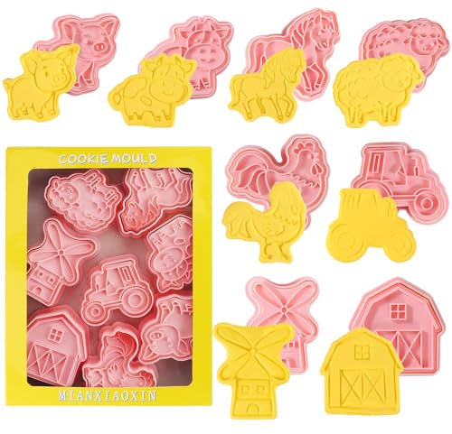 Moldes Galletas Animales 8 Pcs 3D Cortador de Galletas de Plástico Moldes Reposteria Animales Cookie Cutter para cookie fondant decoración de pasteles