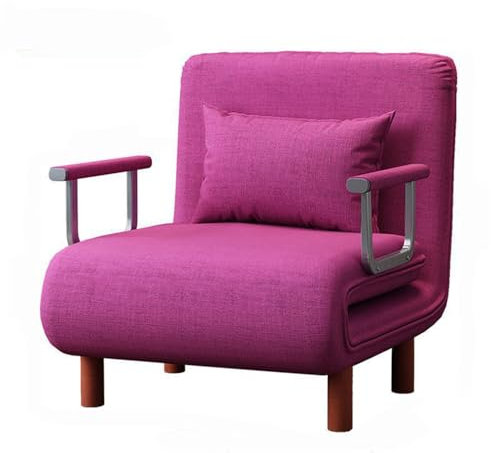 ZHIHUASMTBX Futon Schlafsofa Moderne Leinencouch Wandelbar Klappbarer Futon Liegeschlafsofa Couch für kleine Wohnung Zweisitzer mit Verstellbarer Rückenlehne,Rose red,120cm