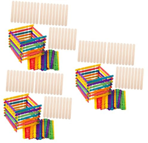SEWACC 300 Stk Eisstock aus Holz Wachsstifte zur Haarentfernung Wachsstangen Wachsapplikatorstäbchen kleine Eisstiele Stöcke farbige Eisstiele zum Basteln Mini-Bastelstäbe am Stiel