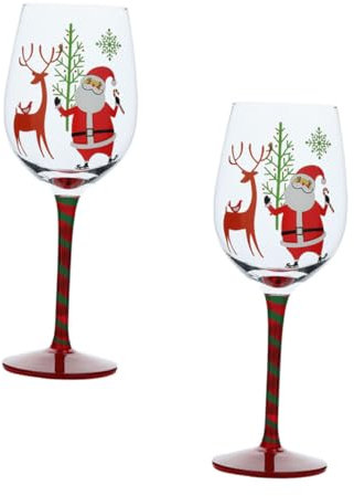 SHOWERORO 6piezas Copas De Vino De Cristal De Santa Para Navidad Elegantes Vasos De Vino Festivos Accesorios Para Fiestas y Celebraciones Navideñas