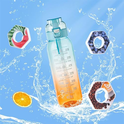 Luft Wasserflasche 1000ml Sport Wasserflasche BPA Frei Starterset 0 Zucker Trinkflasche mit 3 Geschmack Pods 0 Kalorien zum Fitness (C)