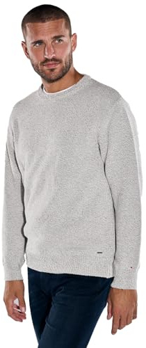 emilio adani Herren Pullover aus Italienischer Baumwolle, Silbergrau