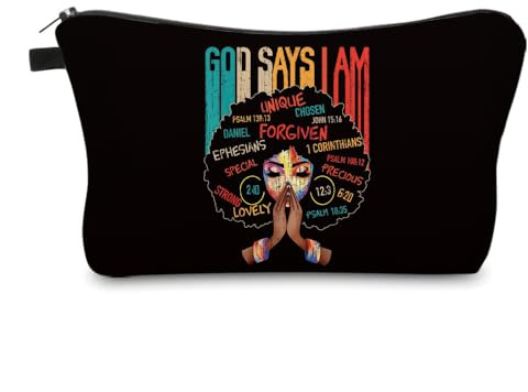 African American Makeup Bag for Purse Afro Black Cosmetic Bags for Women Inspirational Gift Small Funny Cosmetics Pouch Travel Bag Cases for Toiletries Accessories Organizer, Afro -72005, Toiletry Bag