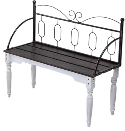 Sitzbank mit Lehne Eisenrahmen, Massivholzsitze, Schönes Aussehen, Gartenbank Wetterfest,Parkbank Eisen Bank Blumenbank, für Garten, Balkon, Terrasse(A)