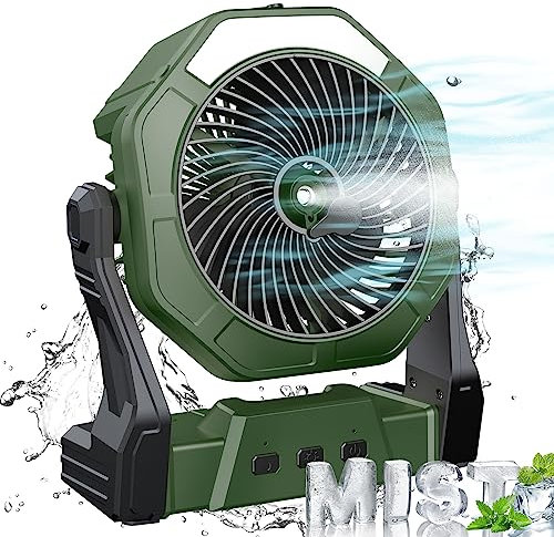 Ausic Ventilatore nebulizzatore portatile, ventole per esterni per patio con nebbia d'acqua, batteria ricaricabile da 30000 mAh, ventola di raffreddamento personale con nebulizzatore, 20 cm, serbatoio