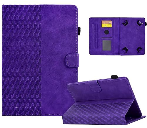 Custodia universale per 8 pollici Samsung Galaxy Lenovo Fire Android Tablet, Retrò Supporto Magnetica Custodia con Slot per Schede, Viola