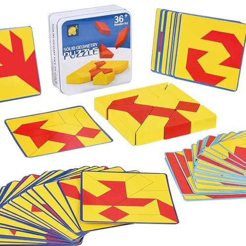 Dr. MUYA® Montessori Spielzeug 3 4 5 Jahre, 3D Puzzle, Tangram Kinder, Lernspiele ab 3 Jahre, Kinderspielzeug ab 3 Jahre, Holzspielzeug, Geschenk 3–5 Jahre Kinder Junge Mädchen