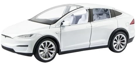 Fertiges Modellauto 1:24 for Tesla Classic Model X Legierung Automodell Miniatursimulation Fahrzeugmodell Dekorative Sammlung(White)