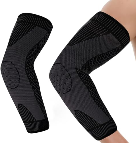 Horktrust Manchon de compression bras - taille L Outdoor Sport coudière protecteur - noir unité individuelle. Protecteur de coude élastique pour le sport - ajustement parfait, confort et protection