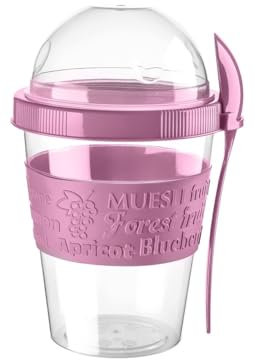 Generisch Müsli to Go Becher 4er Set – BPA-frei – Müslibecher mit Deckel & Löffel – Joghurtbecher, Obstbehälter, Salatbecher – Lunchbox & Reisebecher für Frühstück, Büro, Schule, unterwegs