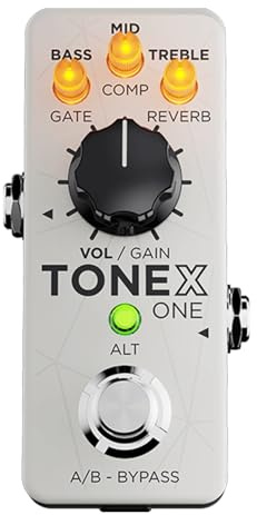 IK Multimedia Tonex One Brown Sound White Limited Edition Gitarren-/Bassmodellierungspedal mit TRS Mono/Stereo-Ausgang, 20 voreingestellte Steckplätze, A/B- oder Ein-/Aus-Konfigurationen