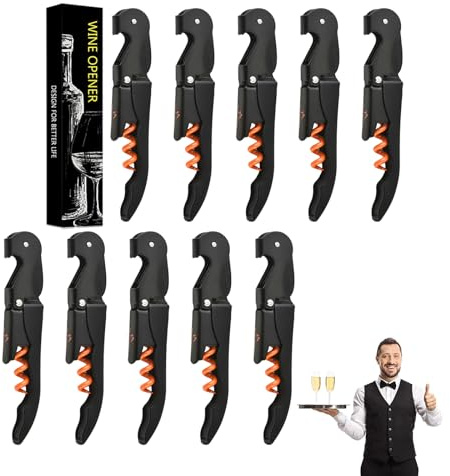 Tire Bouchon Limonadier Professionnel Sommelier Madehay Tire Bouchon Professionnel, Couteaux de Sommelier en Acier Inoxydable Avec Décapsuleur et Coupe-Capsule (5, Noir Orange)