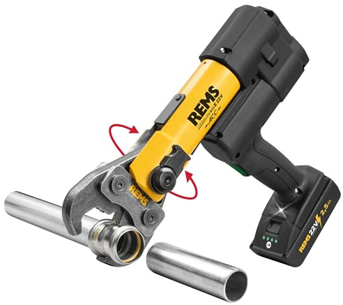 REMS Akku-Press E 22 V ACC BASIC-PACK L-BOXX (Akku-Radialpresse mit Zwangsablauf, Dm 10-108 mm, 360° drehbar, robuster Planetengetriebe, mit LED-Arbeitsleuchte) 576X12 R30J