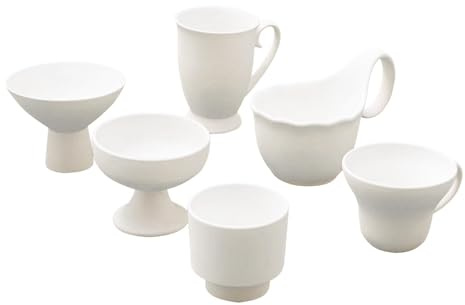 Baoblaze Ensemble de 6 tasses en biscuit de porcelaine blanche fine, légères et polyvalentes, idéales pour la décoration sous émail. Bord lisse.