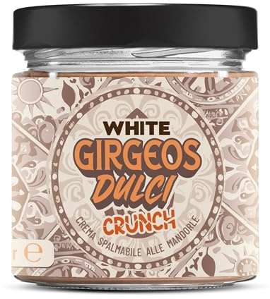 Crema di Mandorle Siciliane 54% White Crunch - Vasetto MAXI 400g - Girgeos Dulci - Senza Olio di Palma, Artigianale e Naturale - Senza Glutine e Lattosio - 100% Vegetale