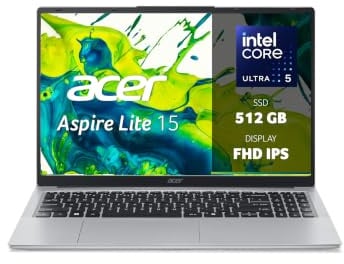 Acer Aspire Lite AL15-54P-509D Notebook PC Portatile 15.6 | FHD, IPS, Intel Core Ultra 5 115U, RAM 16 GB DDR5, 512 GB SSD, Scheda Grafica Intel, Windows 11 Home, QWERTY, Silver