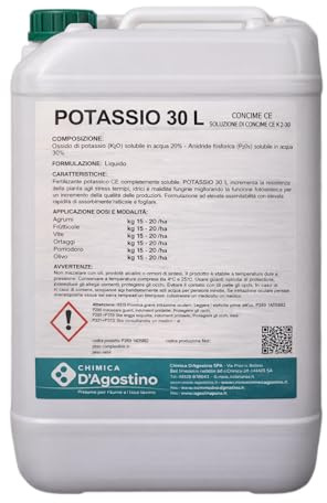 Naturii Potassio 30 L – Concime CE Liquido K 2-30 – Fertilizzante Potassico ad Alta Assimilabilità per Agrumi, Vite, Ortaggi e Olivo (12 kg)