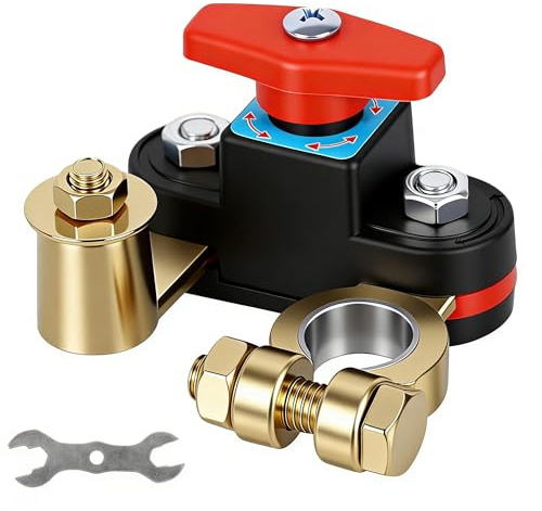 Coupe Circuit Batterie Voiture, 12V 24V Interrupteur pour Batterie Voiture | Cuivre Pur, Rotatif Réglabl 180°, Battery Disconnect Switch, pour Voiture, Moto, Camion, Camping Car, Bateau, Tracteur
