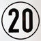 Geschwindigkeitsschild 20 km/h, Hinweisschild für Kraftfahrzeuge (zulässige Höchstgeschwindigkeit), ALU geprägt, Ø 200 mm, zur Anbringung an das Fahrzeug 20 km/h