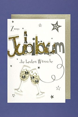 Grußkarte Jubiläum Applikationen AvanMore Wünsche Sekt 16x11cmm
