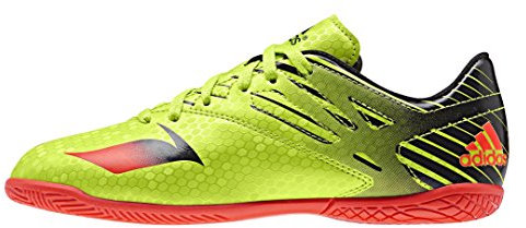 adidas Jungen Unisex Kinder Messi 15.4 Indoor J Fußballschuhe, Grün (Semi Solar Slime/Solar Red/Core Black), 30 EU