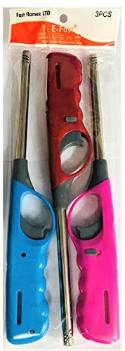 E FAST CE4 - 3 x Large bbq Lighters Refillable Safety Gas Candle BBQ Fire Lighter
