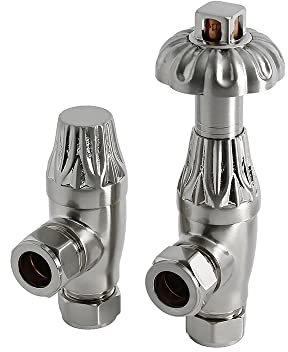 Milano Windsor Satin Nickel Antique Style Angled Radiator Thermostatic Valves