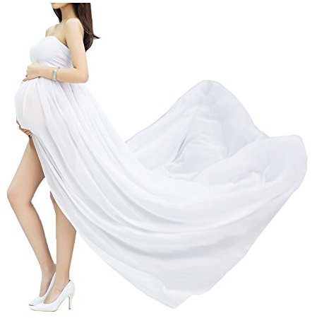xuanranUK Abiti di Gravidanza Vestiti in Chiffon da protagonisti delle Donne di Pregnants di Fotografia Fuori dai Vestiti dalle Spalle, Gonne fotografiche di maternità (Bianco)