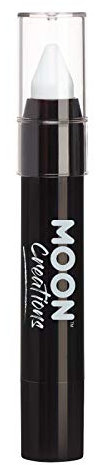 Moon Creations Crayones de pintura facial en barra | Pintura facial resistente al sudor y al agua | Sin crueldad | Para niños, adultos, disfraces, festivales, Halloween Blanco 3.2g