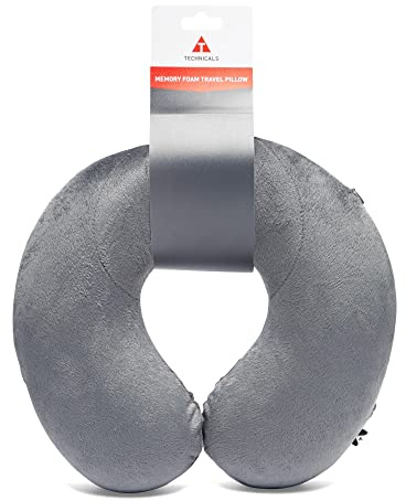 TECHNICALS Travel Sleeping Memory Foam Neck Pillow, Grey, One Size