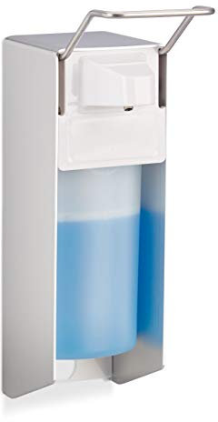 Relaxdays 10 x Eurospender 500 ml, intelligente Handhygiene, Seifenspender, Desinfektionsmittelspender, Bügel-Mechanik, weiß