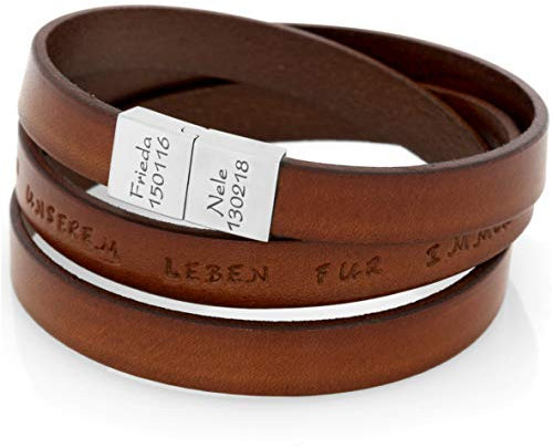Herren Armband Gravur Leder braun Mann Lederarmband Koordinaten oder Spruch Männerarmband mit Wunschgravur Männer Geschenke Herrenschmuck Namen Männerschmuck Spruch | HANDMADE IN GERMANY
