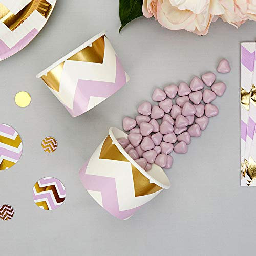Premium Weddings Eisbecher Pappe Zickzack lila Gold 8 Stück