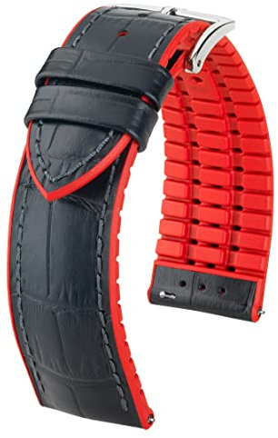 Hirsch Herren Performance Uhrenarmband Modell Andy 22 mm Schwarz/rot