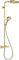hansgrohe wassersparendes Duschsystem Raindance Select S 240 PowderRain Regendusche (Duschkopf, Duschkopf, Duschstange, Thermostat, Schlauch, 3 Strahlarten) Polished Gold Optic