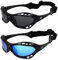Birdz 2 Pair Seahawk Polarized Sunglasses Floating Jet Ski Goggles Sport Kite-Boarding, Surfing, Kayaking,1 Black with Blue Lenses and 1 Black with Smoke Lenses