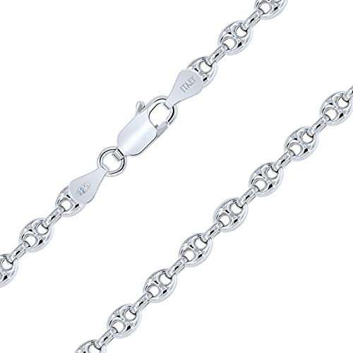 PLANETYS - Kaffeebohne Bohnenkette 925 Sterling Silber Rhodiniert Kette - Halskette - 4.3 mm Breite - Längen: 55 cm