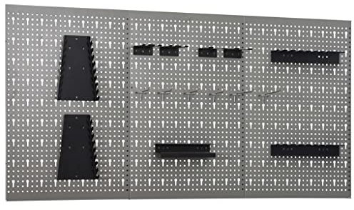 vidaXL 3X Panneaux Perforés Muraux Organisateur d'Outils Perceuse Pince Panneau d'Outils Atelier Garage Usages Commerciaux 40x58 cm Acier