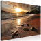 decomonkey Bilder Strand Meer 120x80 cm 1 Teilig Leinwandbilder Bild auf Leinwand Vlies Wandbild Kunstdruck Wanddeko Wand Wohnzimmer Wanddekoration Deko Landschaft Sonnenuntergang