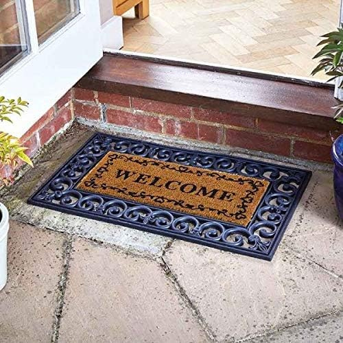 HomeZone Welcome Mats 75x45cm Outdoor Coco Coir Doormat (45 x 75 cm Welcome)