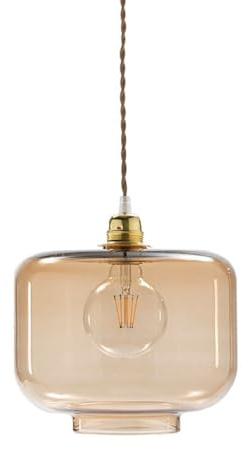 Els Banys - Lámpara de Techo de Vidrio Soplado - Cable Textil Vintage Crema 100 cm – Casquillo E27 – Estilo Contemporáneo y Minimalista – Uso Interior - Modelo: Wally