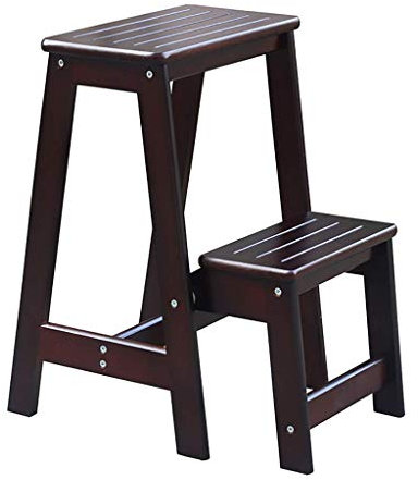 MTYLX Marchepied, Double Couche Pliant Échelle Tabouret En Bois Escabeau, Multifonction Pour Bibliothèque Escalier Étagère,Noir,29 × 48 × 55 Cm
