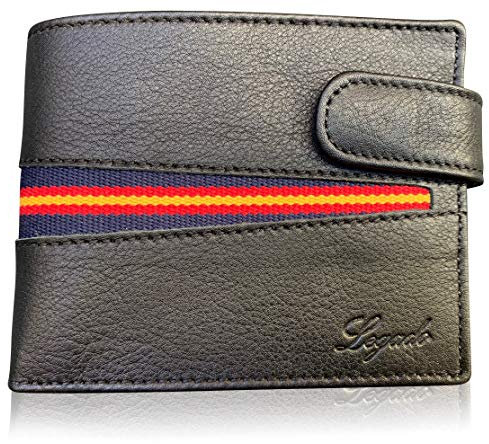 LEGADO Cartera de Piel para Hombre Negra con Monedero y Cierre - Bandera España