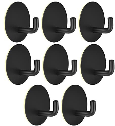 smatime 8 Stück Haken Selbstklebende, Edelstahl Handtuchhaken Kleiderhaken Wandhaken Schwarz Ideal für Bad Toilette Küche Büro,Ohne Bohren