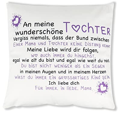 URCheers Kissenbezug, Familie-Kissen mit Spruch von der Mama für die Tochte, Kissenhülle Ideale Dekore Personalisierte Geschenke für Geburtstag Jubiläum 40 * 40cm (Kissen (ohne Kissenkern))