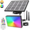MEIKEE Faro Led Esterno Con Pannello Solare 5000mAh Faretto Led da Esterno Solare con Telecomando IP66 Impermeabile 12 colori Lampade RGB Solari Cambio Colore per Giardino, Patio, Cortile