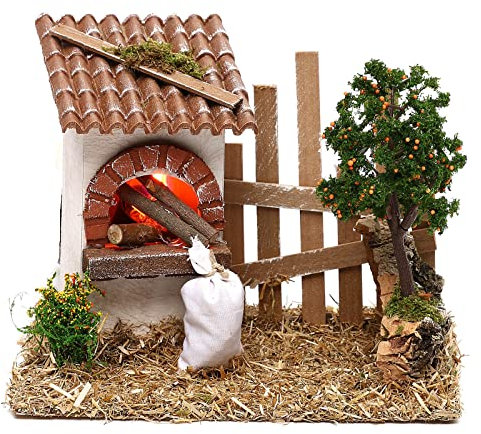 Holyart Krippenszenerie, Backofen und Lattenzaun, für 8-10 cm Krippe
