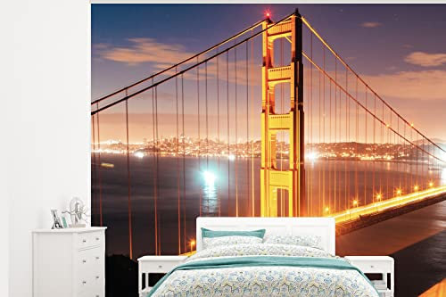 Selbstklebend Tapete Wandpapier Wandaufkleber Fototapete Tapeten Wanddeko 375x300 cm Brücke - Wasser - Abend - Amerika