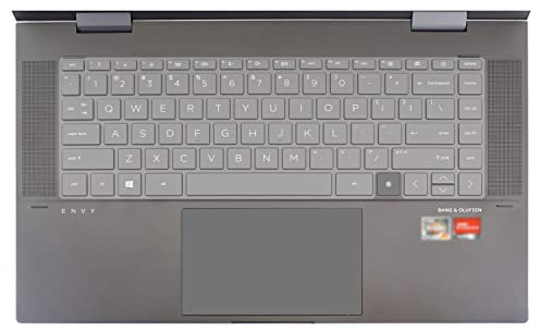 MiNGFi Silicone Keyboard Cover for HP 2020 2021 ENVY x360 Fingerprint Reader 13 13-ba/ay/bd 14 14-eb 15 15-eu/es/ep - Transparent